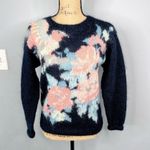 Sz 0P Lauren Cole Vintage Mohair Acrylic Blend Humming Bird Floral Sweater Blue Photo 6