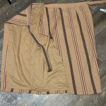 Worthington NEW  Brown Linen Striped Wrap Pencil Skirt Size 12  Side Tie Lined Photo 2