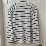 J.Crew XL Cozy Soft Warm Casual Striped Button Collar Nautical Sweatshirt Top‎ White Photo 2