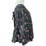 Free People Chloe Printed Top Washed Black Floral Large NWT Cottage Bow Gauze Photo 6
