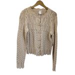 Joie  Size Large Knit Cardigan Sweater Cream Preppy Textured Button Front Photo 1
