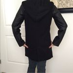 Jolt Faux Leather Sleeve Parka Hooded Womens Large Wool Blend Peacoat Photo 8