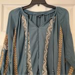 American Eagle  blue embroidered top tassel tie shirt S Photo 1