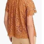 J.Crew  Floral Short Sleeve Keyhole Neck Lace Blouse Top Deep Copper Women's XS Photo 1