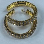 Dress Up Gold Tone Hoop Rhinestone Pierced Post Earrings Women Sparkle Shine  Photo 8