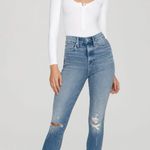 Good American Jeans 12 / 31 Good Waist Crop Chew Hem Jean High Rise Stretch Photo 0