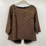 Club Monaco  Sweater Flowy Split Back Black Copper Metallic Womens Size Medium Photo 0