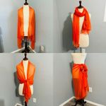 Steve Madden Women Orange Solid Nylon Pareo with Tassel Corners Summer One Size Photo 1