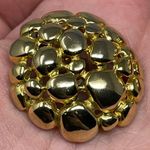 Vintage Unsigned Gold Tone Round Clip On Earrings Statement Classic Modernist Photo 3