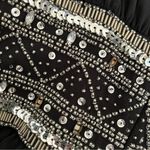 JS BOUTIQUE Maxi Black Dress Gown Beaded Waist High Neck Keyhole Size 10 Photo 7