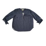 Michael Kors  Women's XL TG Blue Chain Print Tie Sleeve V Neck Blouse Top Photo 1