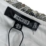 NWT Missguided Silver Sequin One Shoulder Deep Cuff Top Long Sleeve US 4 NYE Photo 2