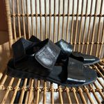 Munro  Nissa Ankle Strap Sandal Black Calf‎ Leather Size 9W Photo 2