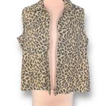 Coldwater Creek Vintage 90s Vest Tan Brown Leopard Animal Print Collared Button Front Plus 2X Photo 2