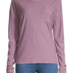 Monrow Boyfriend Pocket Crew Comfy Tee Shirt Top Long Sleeve Pink, Size S Pink Photo 0