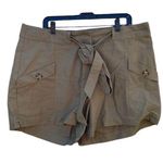 JustFab  3X shorts with tie belt, new no tags, military green Photo 0