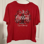 Coca Cola Red Graphic T Shirt Women's Size Large Short Sleeve Cotton Floral Photo 0