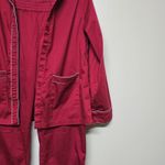 LAKE Pajama Set Women's Small Red Long Sleeve Top Pants Sleepwear Piped Trim Photo 2