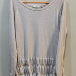 SIONI Ruffle Hem Crochet Open Back Tunic Size Large Cream Wool Sweater Boho Photo 0