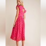 Anthropologie RANNA GIL Tomine Eyelet Midi Dress in Hot Pink NWT Photo 1