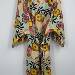 Noonday Collection Papaya Print Kimono Robe 3/4 Sleeve Pockets M/L Resort Beach Size L Photo 0