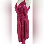 Grace Karin  Women’s S Hot Pink Sequin Glamorous Barbiecore Formal Wrap Dress Photo 2