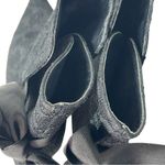 Hollywould Black Lace Overlay Ankle Boots 6.5 – Pointed Toe Bow Tie Photo 6