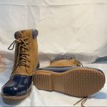 JustFab Justfub Tan and Blue Waterproof Winter Boots Photo 5