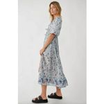 Free People  Lysette Maxi Dress Floral Boho Cottage Romantic Fairy Blue Small Photo 3