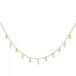 Adinas Cubic Zirconia Bezel x Imitation Pearl Dangling Necklace 14k Gold Plated Photo 0