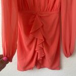 NBD Arijana Coral Orange Front Keyhole Long Sleeve Mini Dress Photo 7