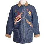 Haik’s Vintage Denim Barncoat Quilted Jacket Coat Embroidered Patches S Small Blue Photo 1