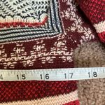 Loft  Escapade Full Zip Fair Isle Cotton Cardigan Sweater (Sz S) Red & White Photo 7