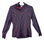 Tangerine  Pink Black Space Dye Hooded Lightweight Athletic Pullover Top Size L Photo 0