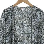 LuLaRoe NWOT Lindsay Kimono Green Black Blue and White Print Size Large Photo 1