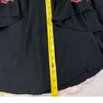 Feathers Black Off Shoulder Embroidered Rose Bell Sleeve Dress Size S Photo 3