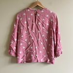 Kate Spade Pink And White Polka Dot Ruffle 3/4 Sleeve Blouse Keyhole Neck Size 4 Photo 4