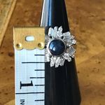 Natural Blue Star Sapphire Moissanite Sterling Silver Ring Size 6 Photo 6