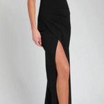 Lulus FOXY strapless maxi black non slip bodice front side high slit NEW size XS Photo 0