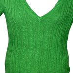 American Eagle Kelly Green V-Neck Cable Knit Sweater Large Vintage Fit Photo 3