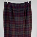 Liz Claiborne Burgundy green navy Plaid maxi Pencil Skirt wool blend 12 fall Photo 2