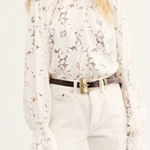 Free People  White Lace Olivia Long Sleeve Blouse Shirt Top, M Photo 0