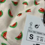 ZARA NWT   SATIN EFFECT CROP TOP Bloggers Fav Watermelon Print Tie Back Photo 9