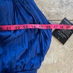 Boston Proper  Pleated High Neck Blouson Blue Midi Dress Photo 11