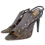 L.A.M.B. Raja Gray Leather Cage Sandals - Strappy Stiletto Heels w/ Dust Bag Photo 2