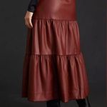 Anthropologie The Somerset Tiered Maxi Skirt: Faux Leather Edition Wine Bordeaux Photo 2
