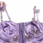 Purple satin corset top with butterfly embroidery Photo 3
