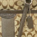 Coach  Signature Jacquard Shoulder Handbag Logo Brown Bag Charm Classic Tote Photo 1
