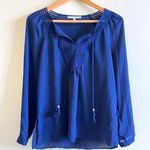 Daniel Rainn Anthropologie Blue Women's Printed Peasant Top Blouse Long Sleeve PS Photo 0