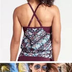 Athleta  Wild Bloom‎ Marrakesh Tankini Top/Swim Dress 34 D/DD Purple Geometric Photo 0